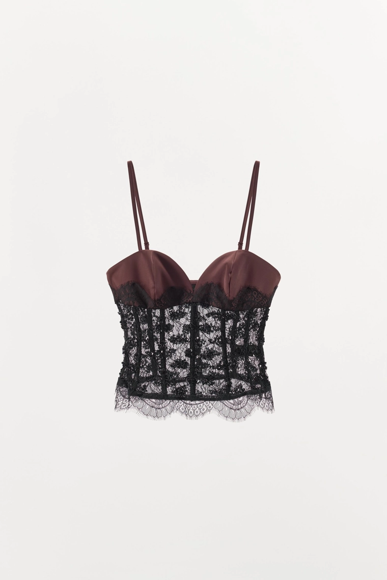 ТОП В БЕЛЬЕВОМ СТИЛЕ С КРУЖЕВОМ И ПАЙЕТКАМИ