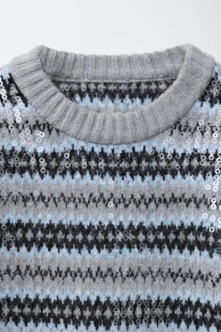 ЖАККАРДОВЫЙ СВИТЕР С ПАЙЕТКАМИ