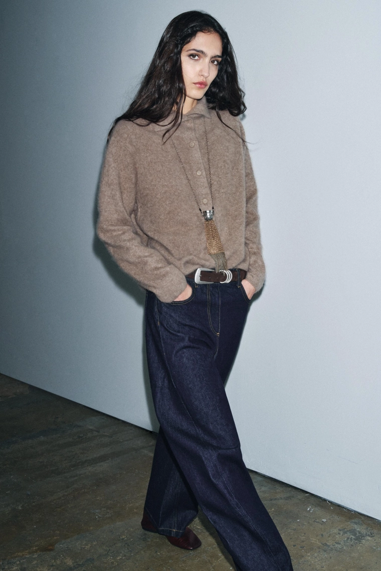 КАРДИГАН ИЗ 100% ШЕРСТИ С ВОРОТНИКОМ-СТОЙКОЙ