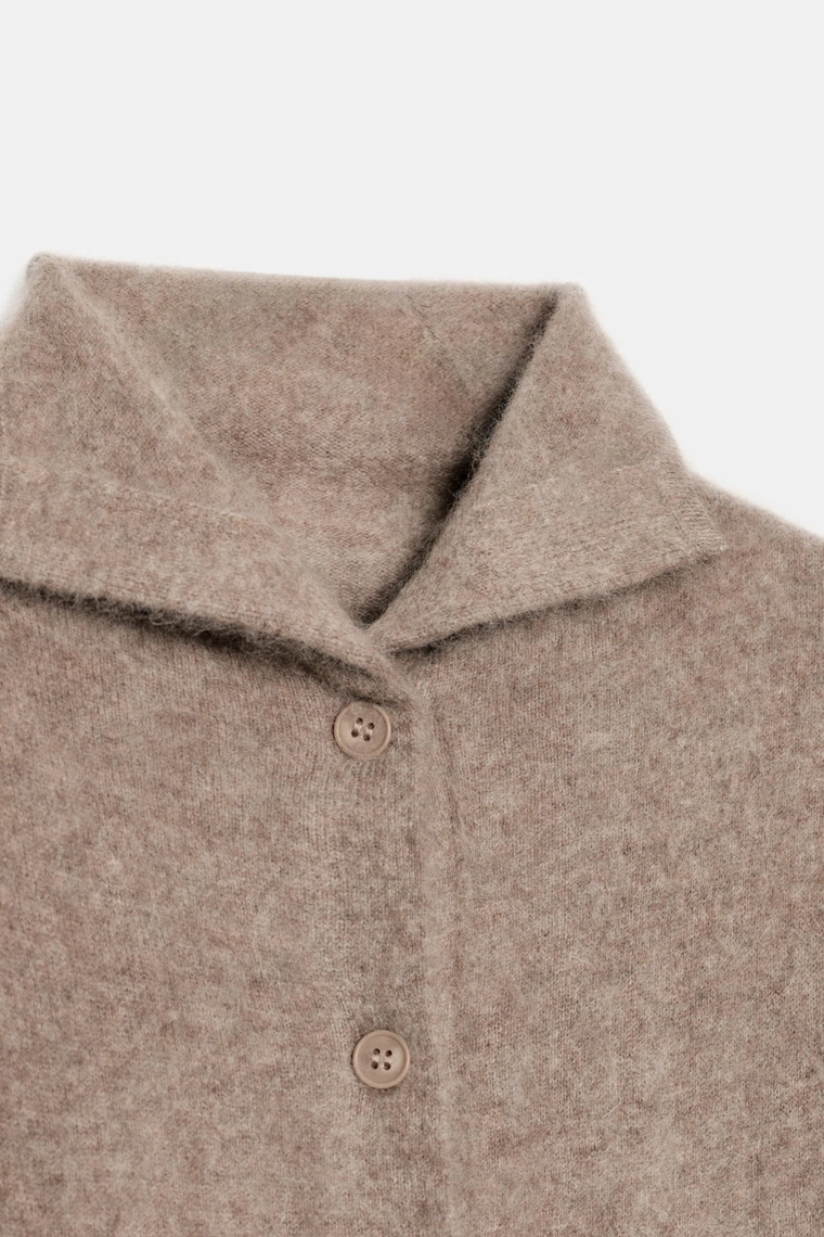 КАРДИГАН ИЗ 100% ШЕРСТИ С ВОРОТНИКОМ-СТОЙКОЙ