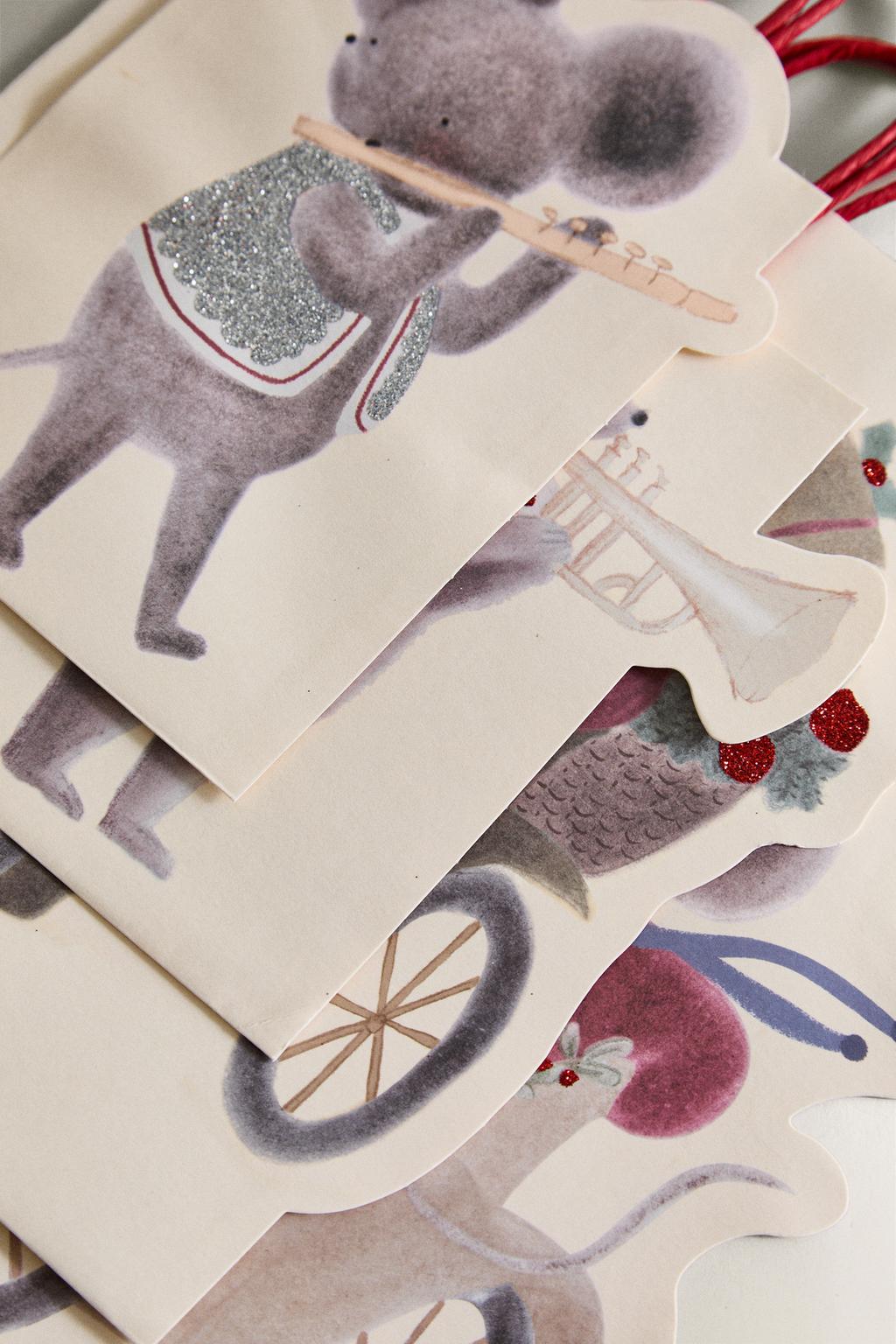 Набор подарочных пакетов с рождественским дизайном мышей (набор из 4 шт.)