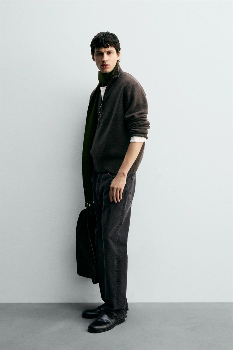 ШЕРСТЯНОЙ СВИТЕР СО СТОЙКОЙ НА МОЛНИИ