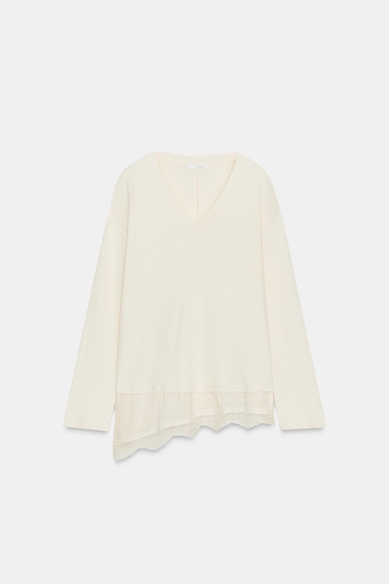 Футболка с контрастным кружевом