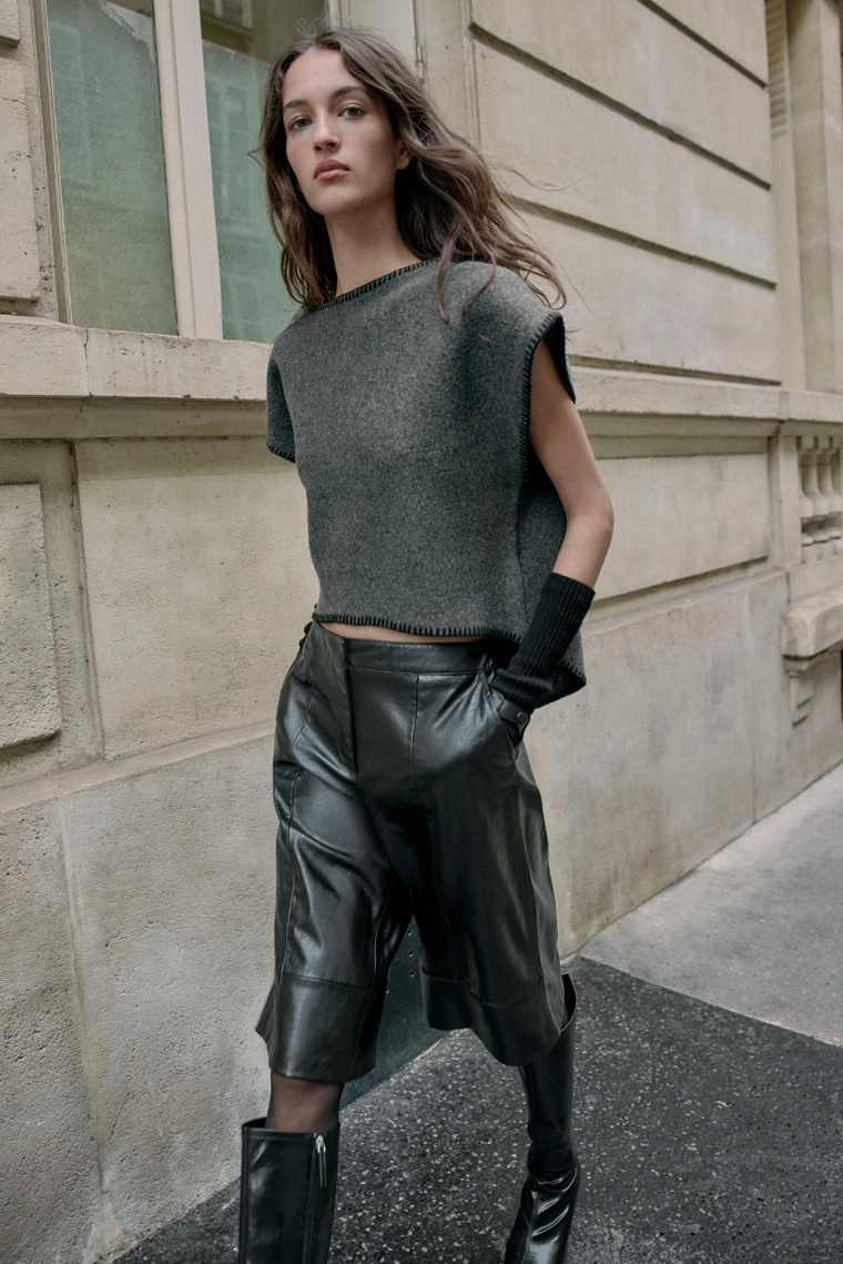 Кардиган вязаный с контрастной отстрочкой