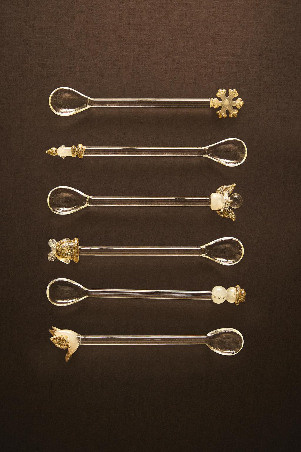 Набор блестящих стеклянных десертных ложек на рождественскую тематику (набор из 6)