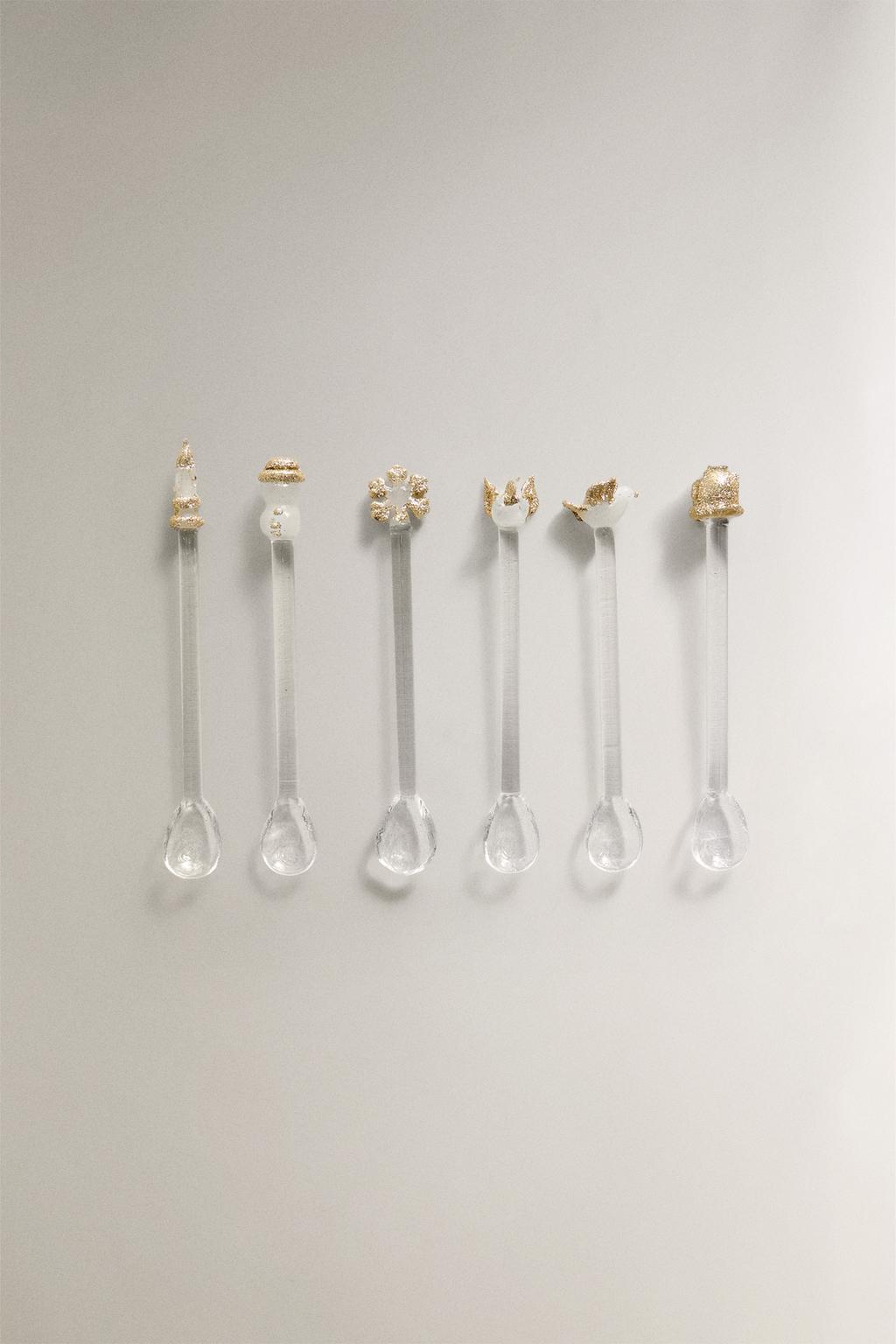 Набор блестящих стеклянных десертных ложек на рождественскую тематику (набор из 6)