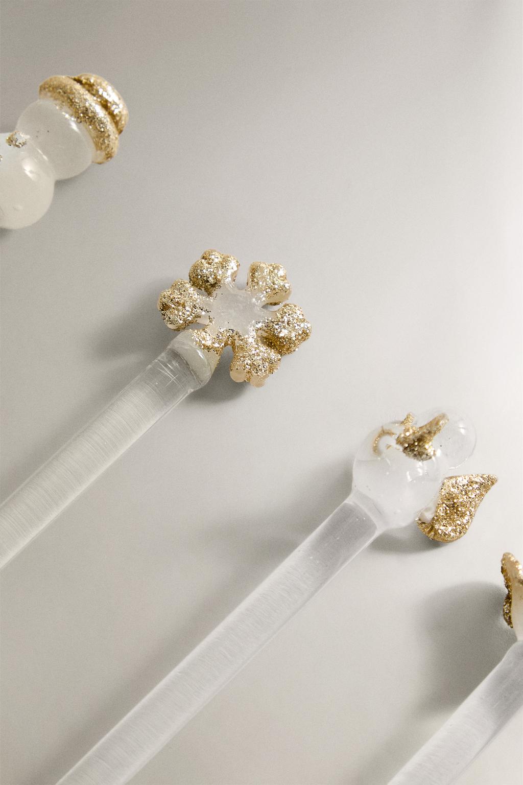 Набор блестящих стеклянных десертных ложек на рождественскую тематику (набор из 6)