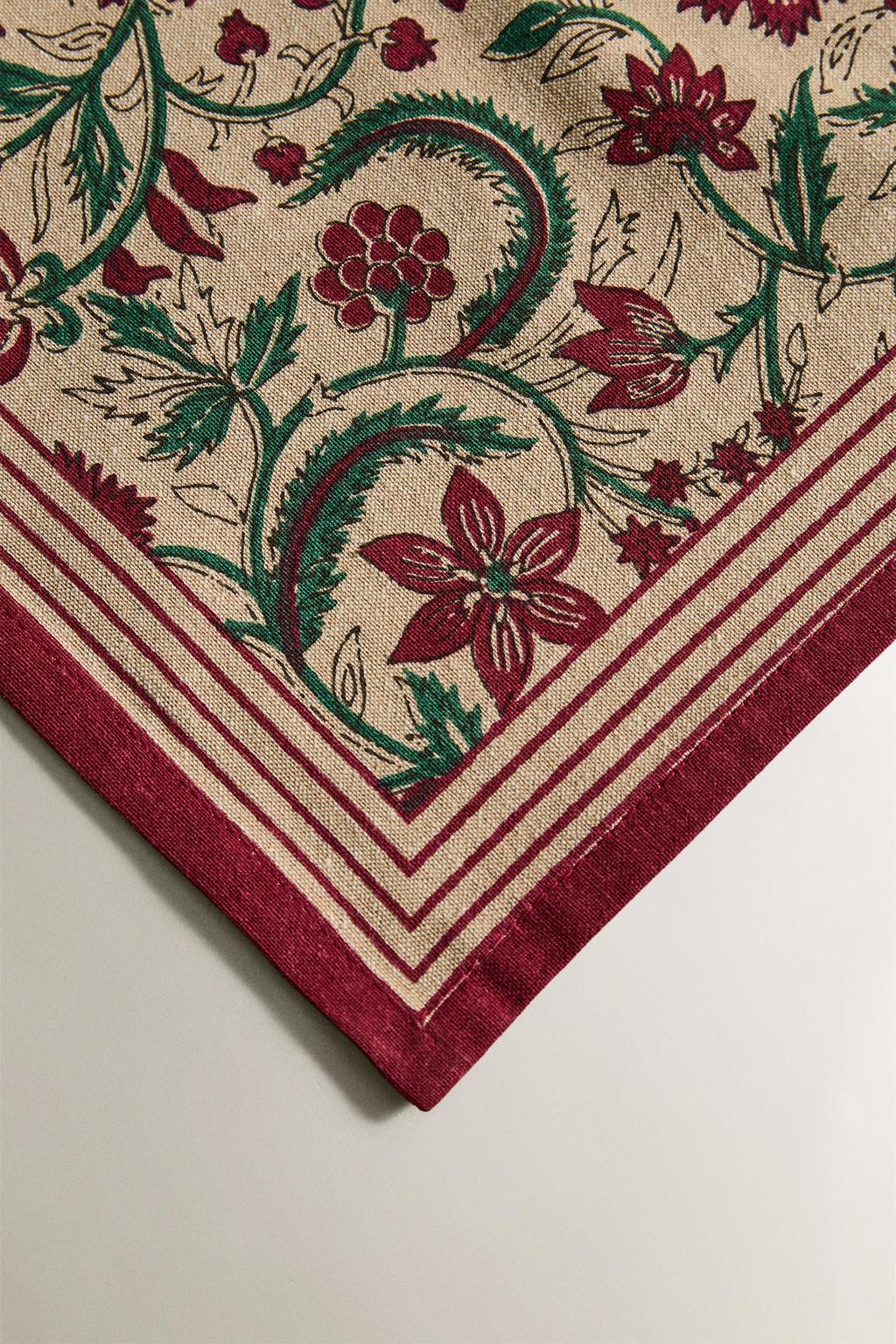 Набор рамочных хлопковых рождественских салфеток с цветочным узором (набор из 2)