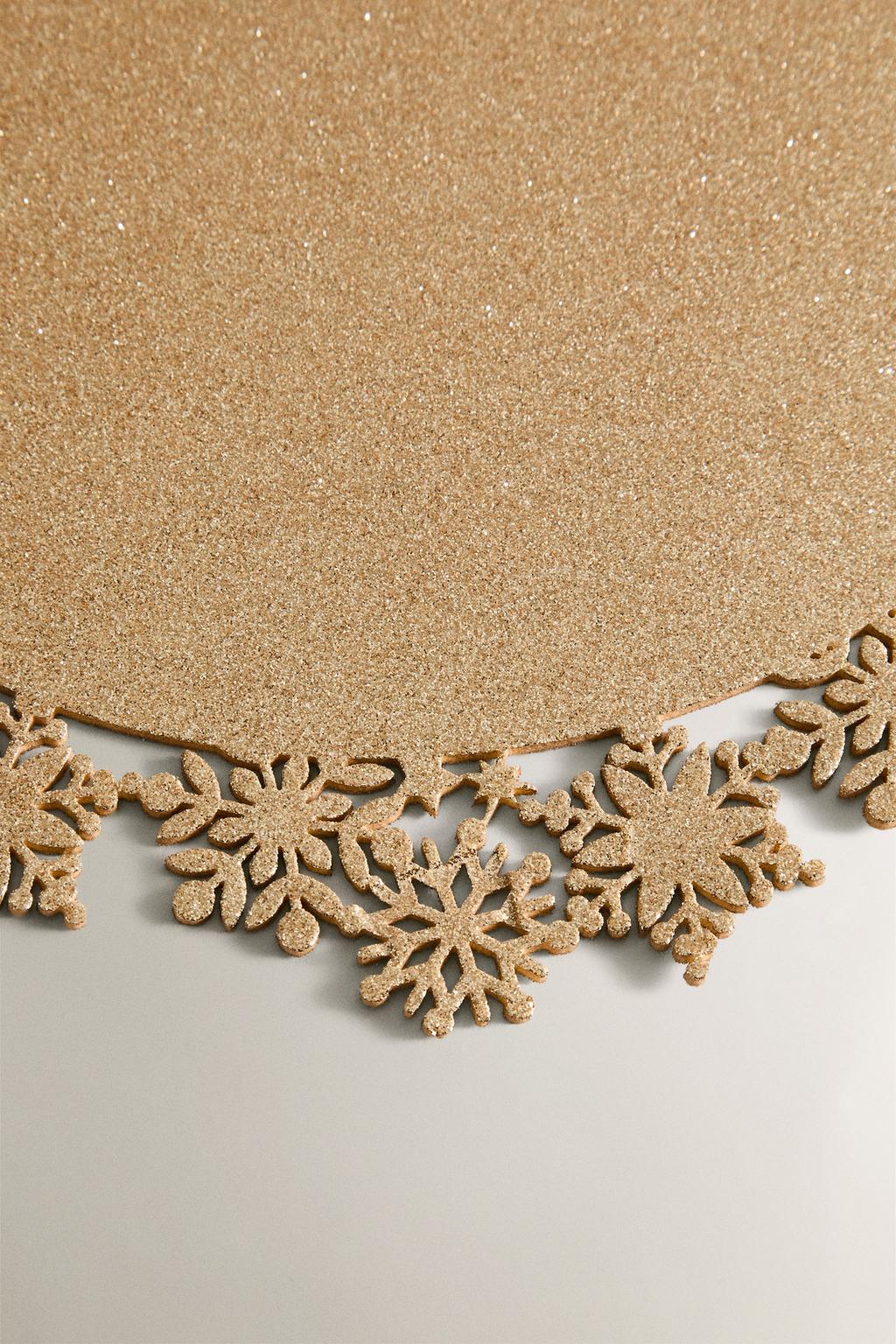 Блестящий плед-подставка со снежинкой на рождество