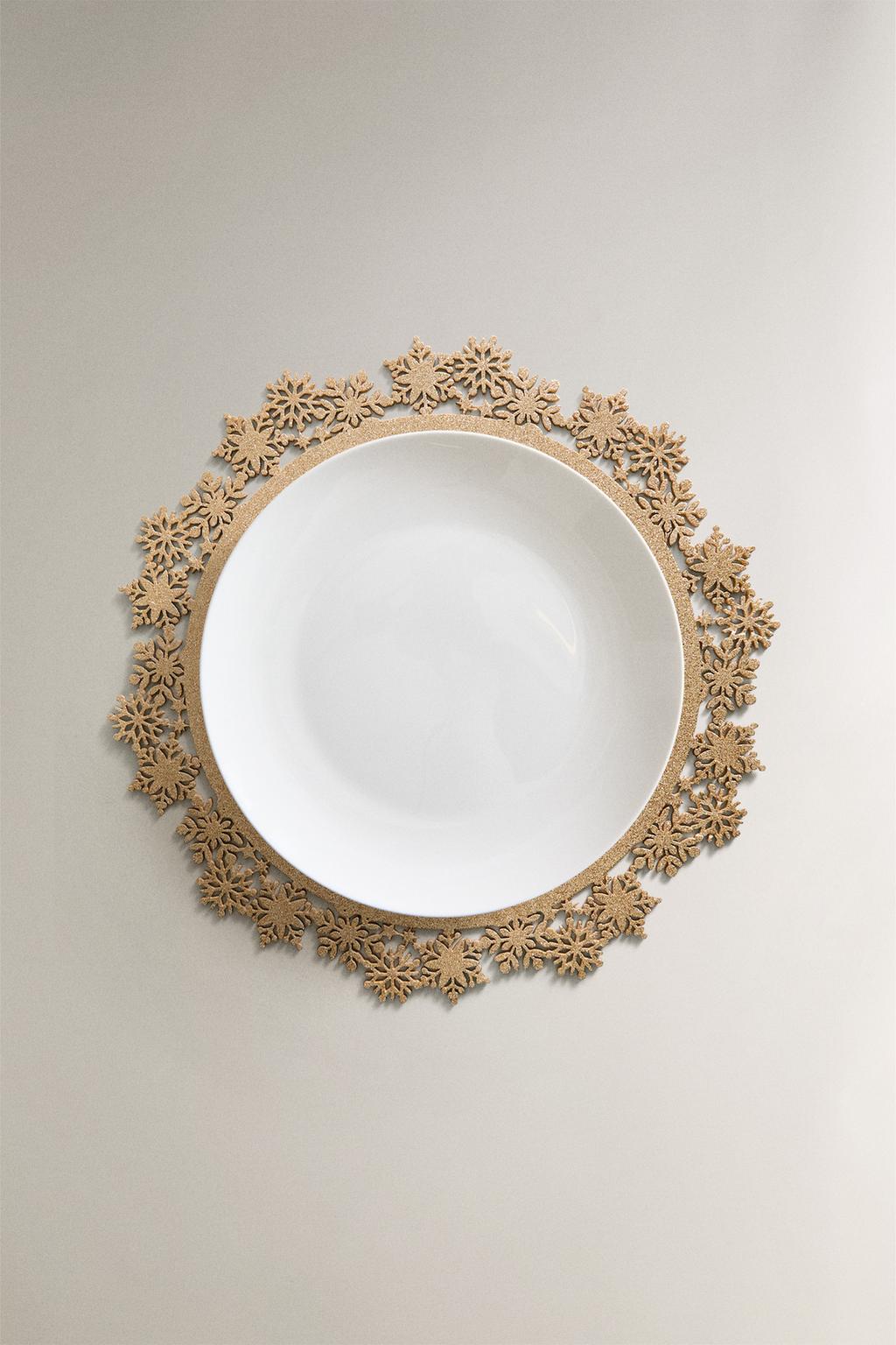 Блестящий плед-подставка со снежинкой на рождество