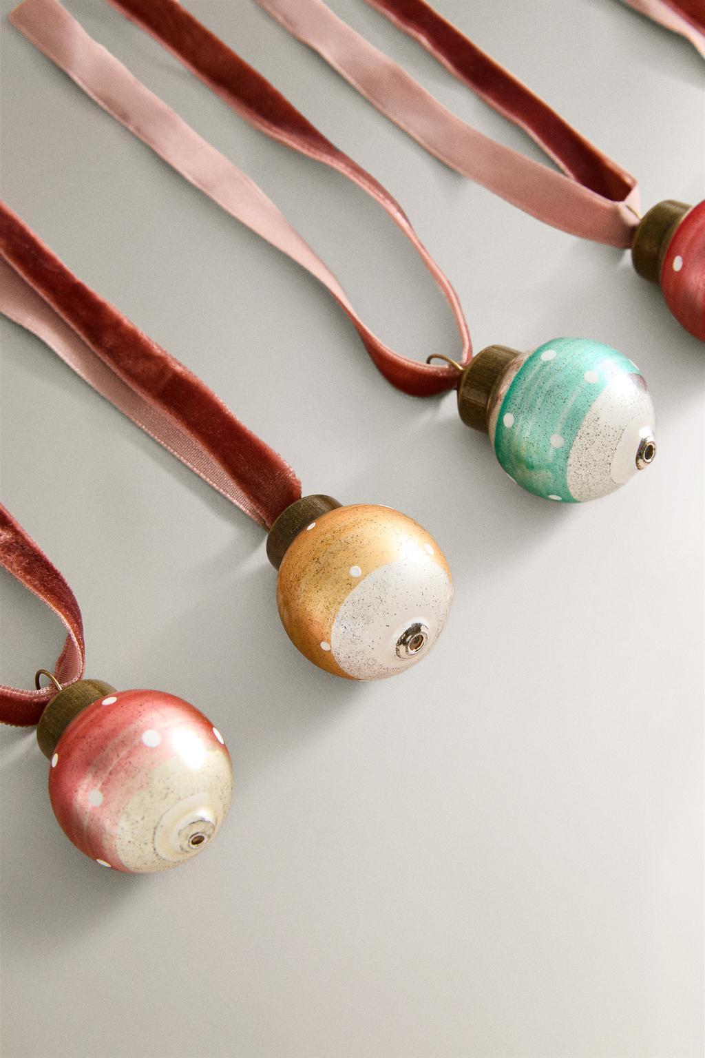 Набор мини-шаров ретро-дизайна для украшения ёлки (набор из 6 штук)