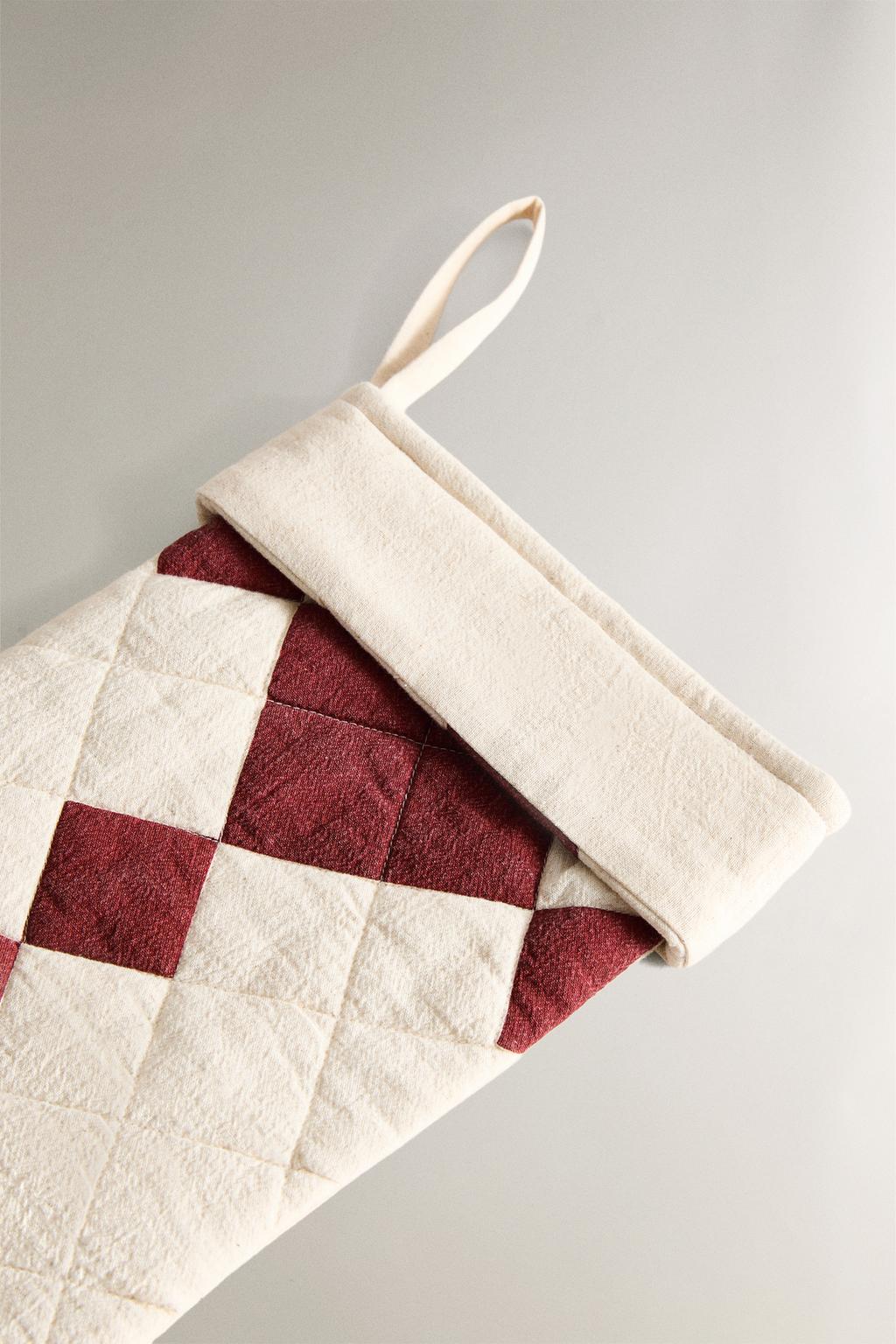 Новогодний декоративный чулок с пэчворком