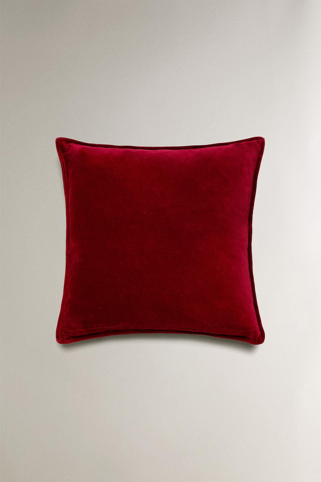 Вельветовая рождественская наволочка с деталями на краю