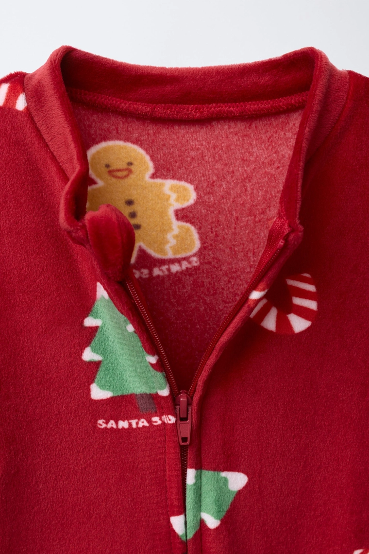 Пижама с принтом дерева и печенья из велюра