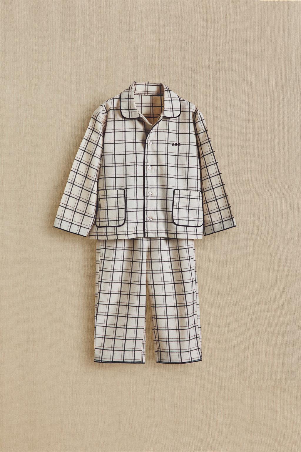 Набор детских рождественских пижам из хлопка в клетку