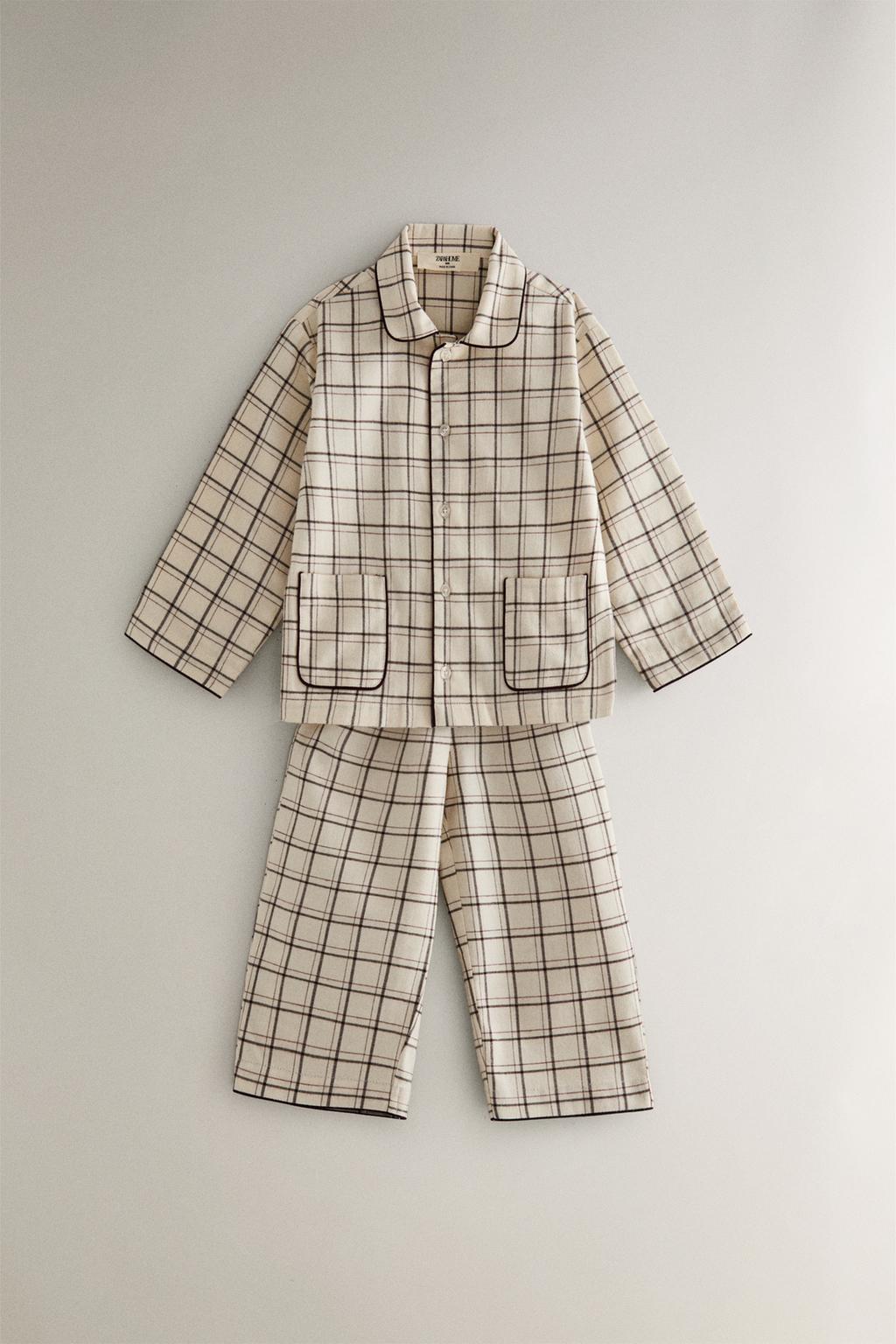 Набор детских рождественских пижам из хлопка в клетку