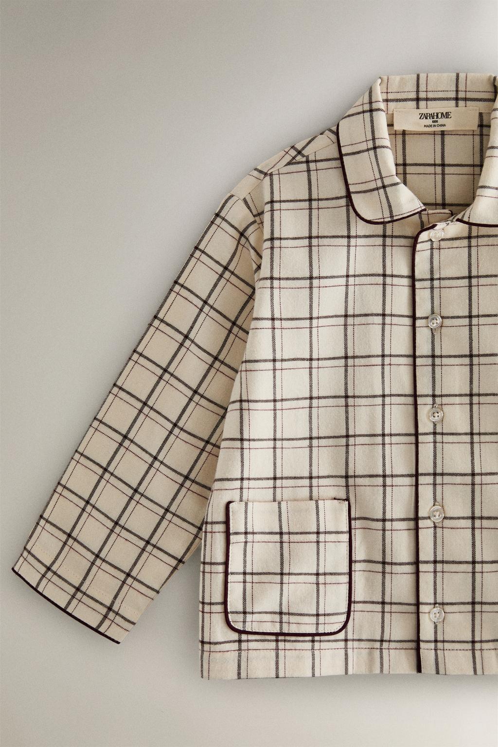 Набор детских рождественских пижам из хлопка в клетку