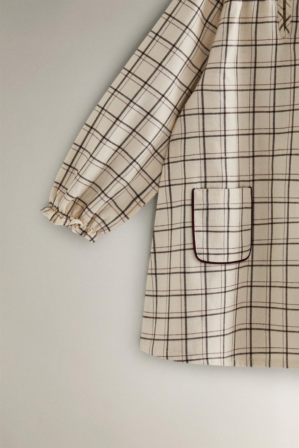 Детское хлопковое ночное платье в клетку на рождество