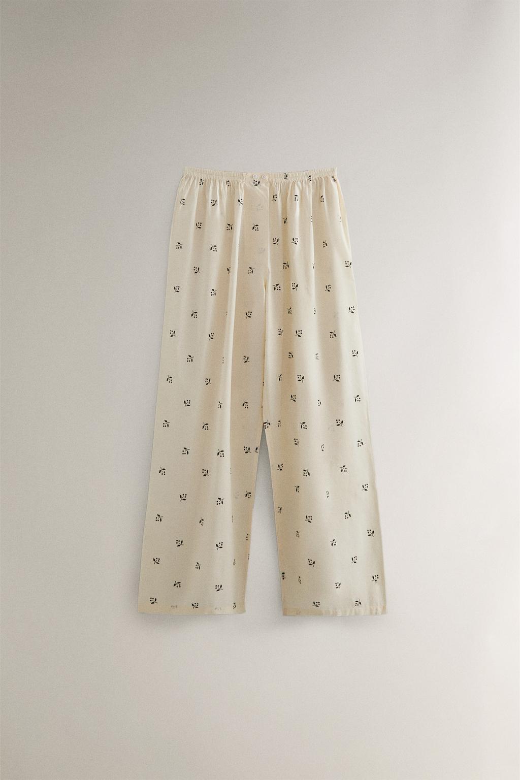 Штаны с рождественским принтом листьев