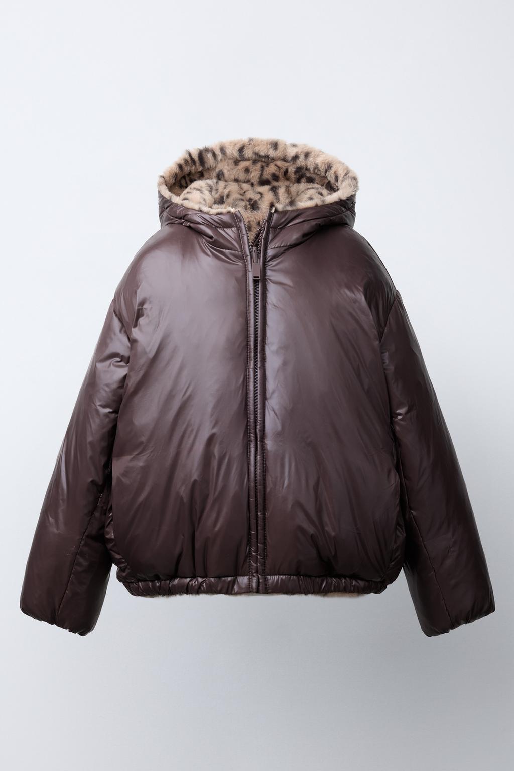 REVERSIBLE ANIMAL PRINT FAUX FUR JACKET