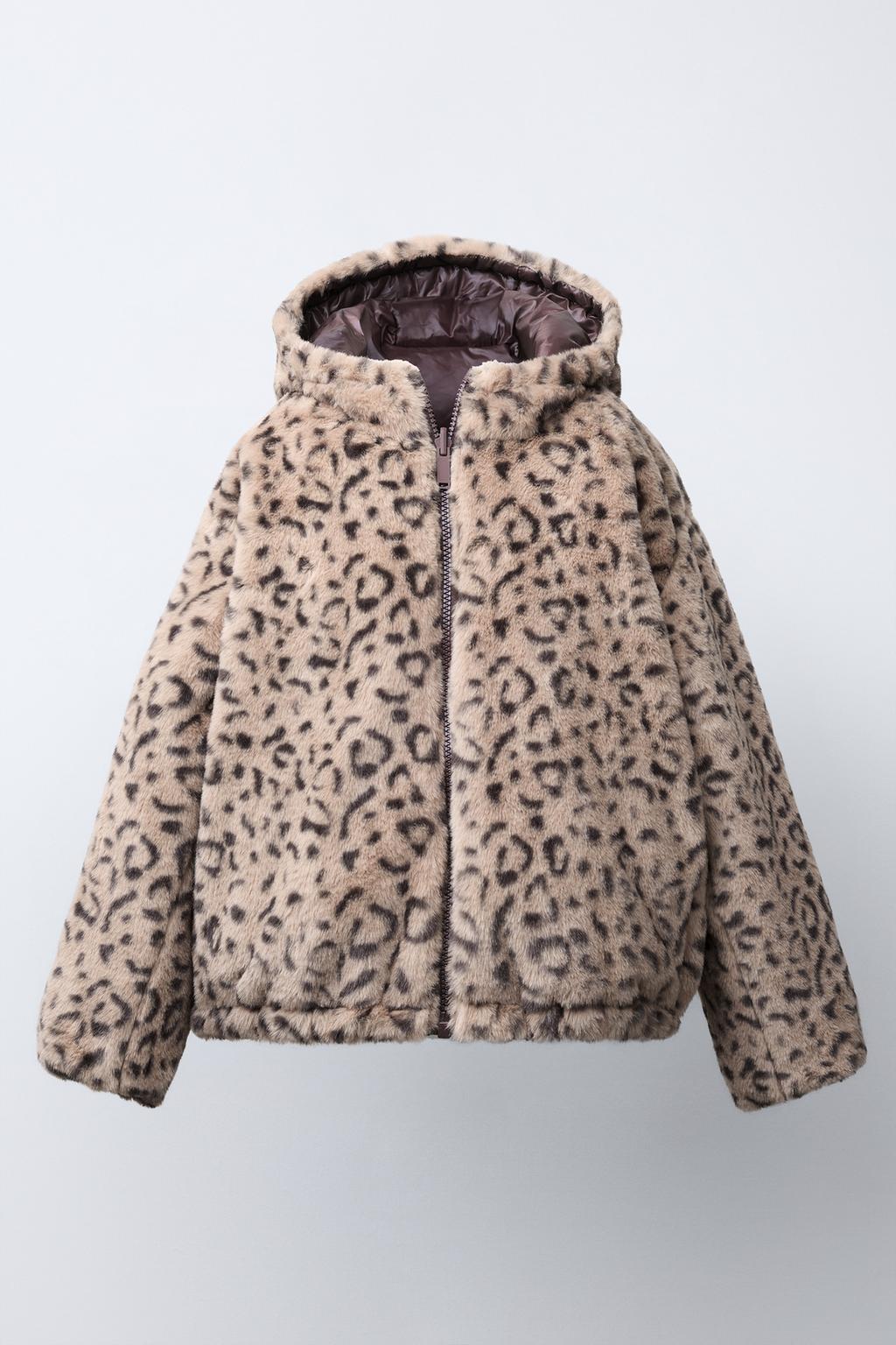 REVERSIBLE ANIMAL PRINT FAUX FUR JACKET