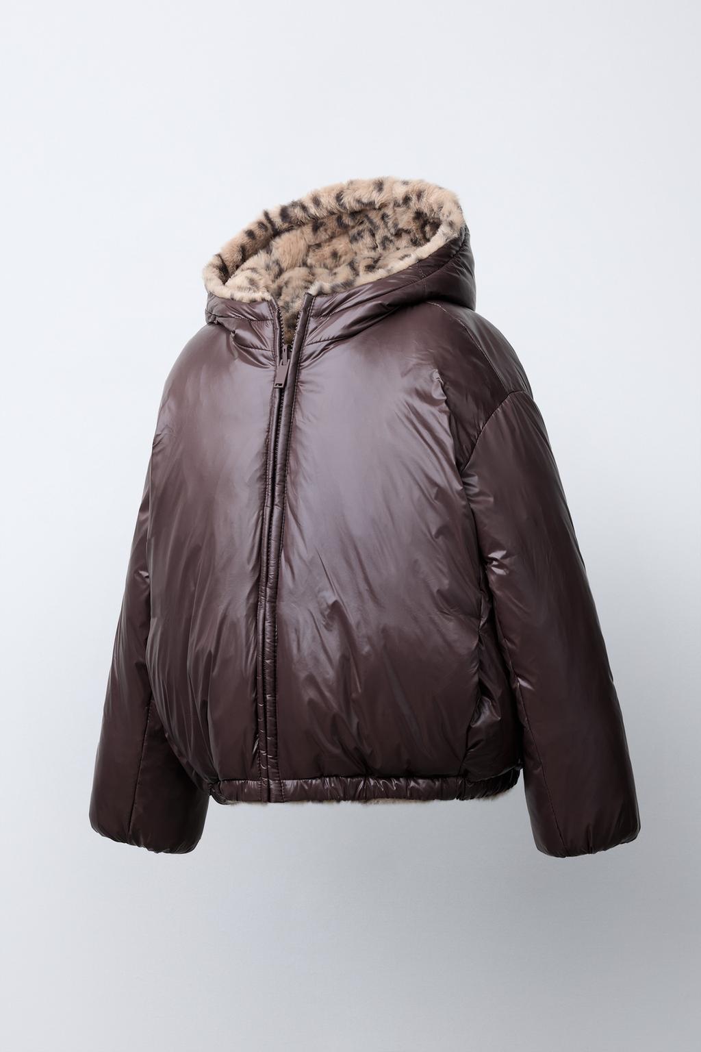 REVERSIBLE ANIMAL PRINT FAUX FUR JACKET