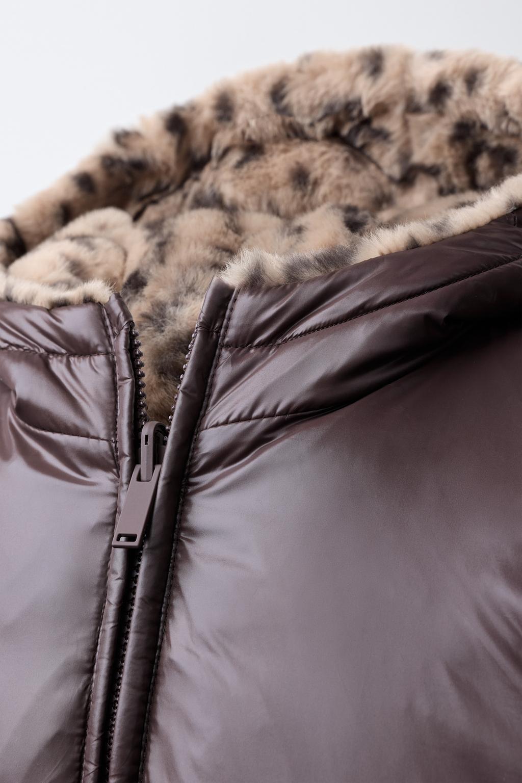 REVERSIBLE ANIMAL PRINT FAUX FUR JACKET