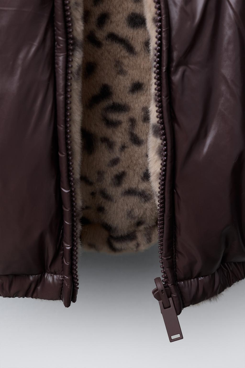REVERSIBLE ANIMAL PRINT FAUX FUR JACKET