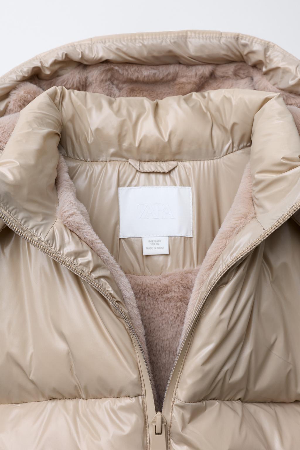 SHINY PUFFER JACKET WITH FAUX FUR LINING