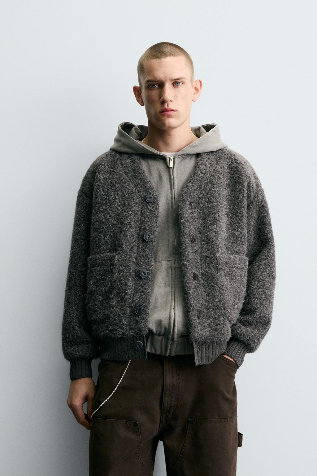 КАРДИГАН ИЗ РЕЛЬЕФНОЙ ТКАНИ С КАРМАНАМИ