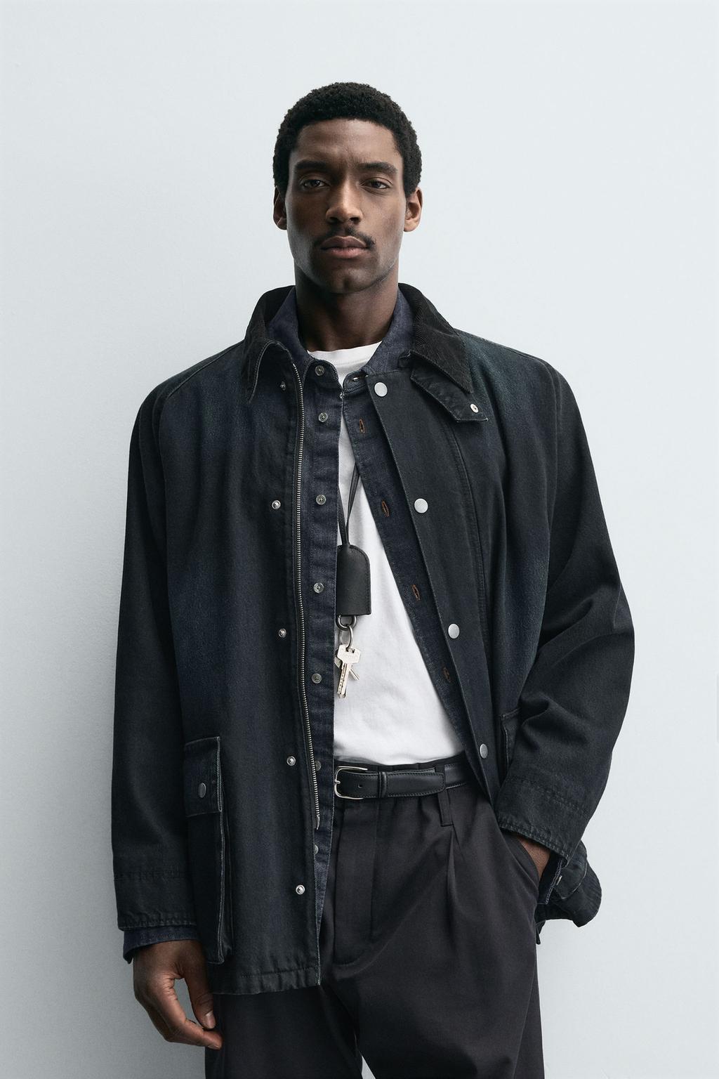 ДЖИНСОВАЯ КУРТКА С КОМБИНИРОВАННЫМ ВОРОТНИКОМ