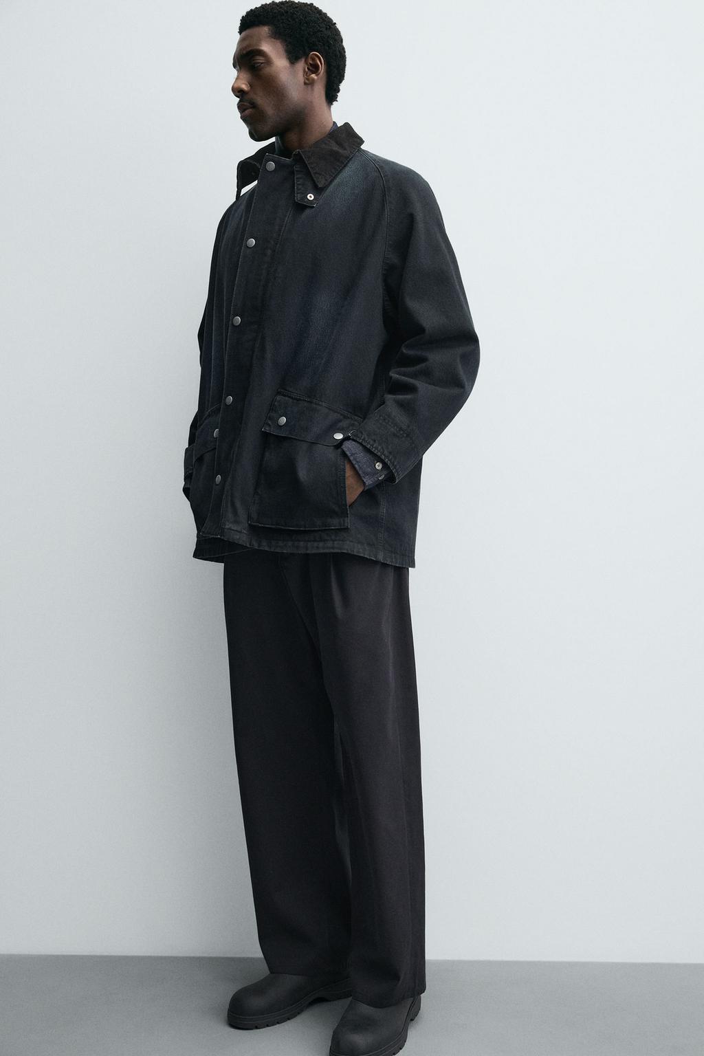 ДЖИНСОВАЯ КУРТКА С КОМБИНИРОВАННЫМ ВОРОТНИКОМ