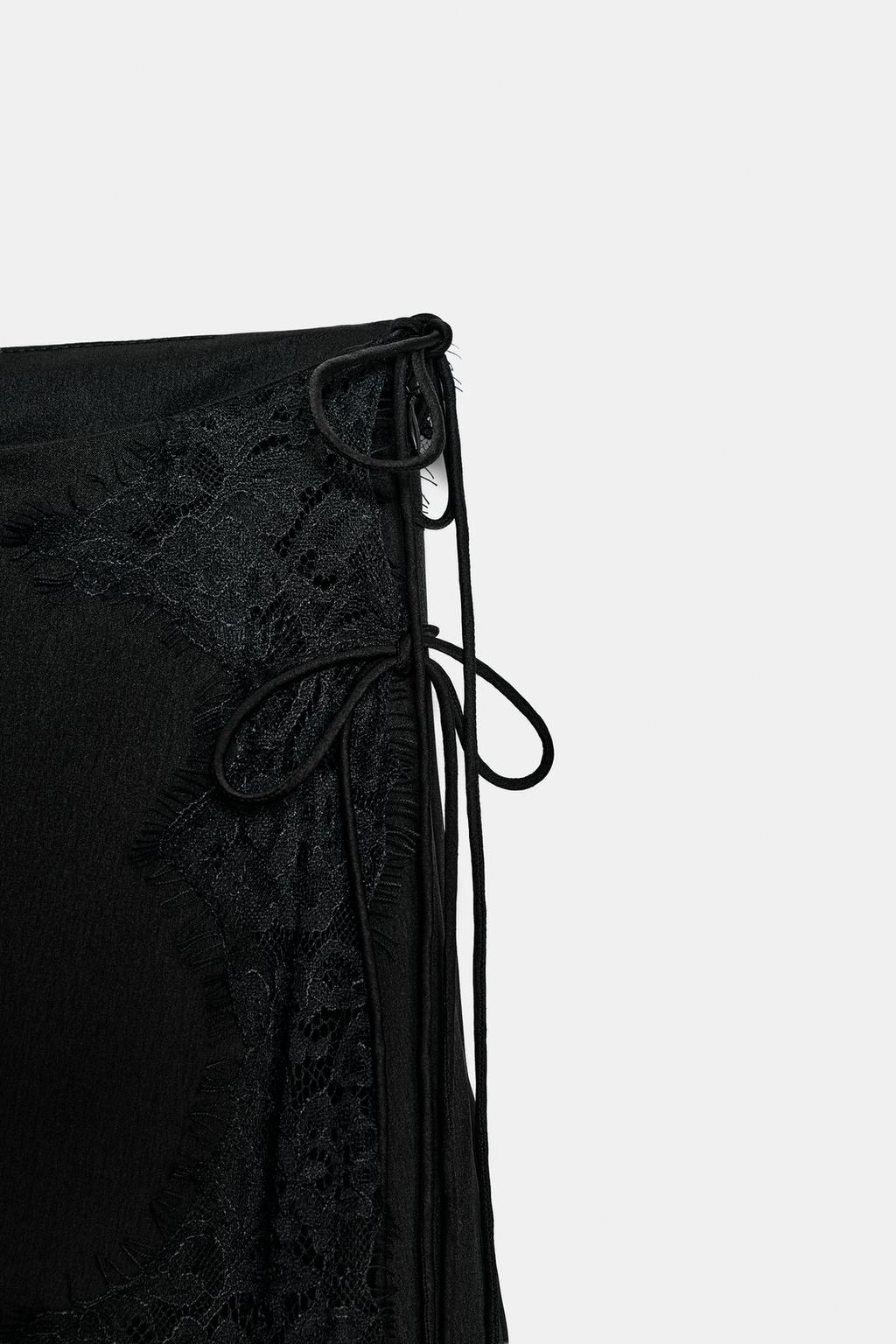 АТЛАСНАЯ ЮБКА С КРУЖЕВОМ — ZW COLLECTION