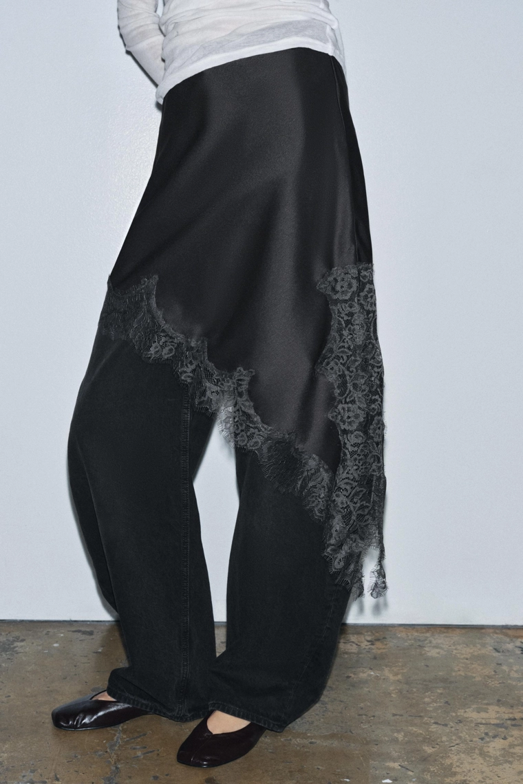 Юбка из коллекции zw из атласа с кружевным краем