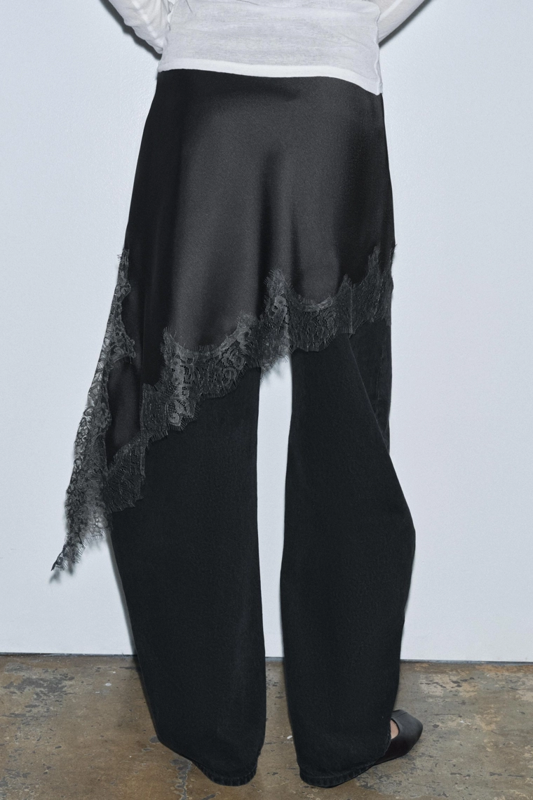 Юбка из коллекции zw из атласа с кружевным краем