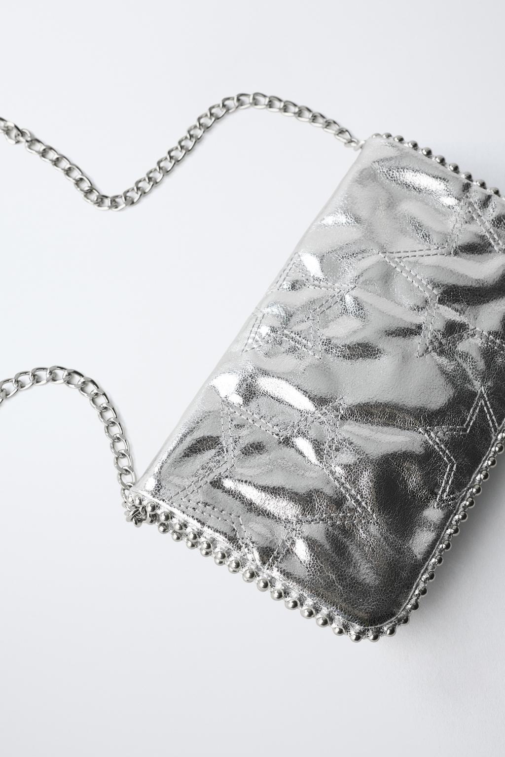 СУМКА С ПЛЕЧЕВЫМ РЕМНЕМ, МЕТАЛЛИЧЕСКАЯ, СО ЗВЕЗДАМИ