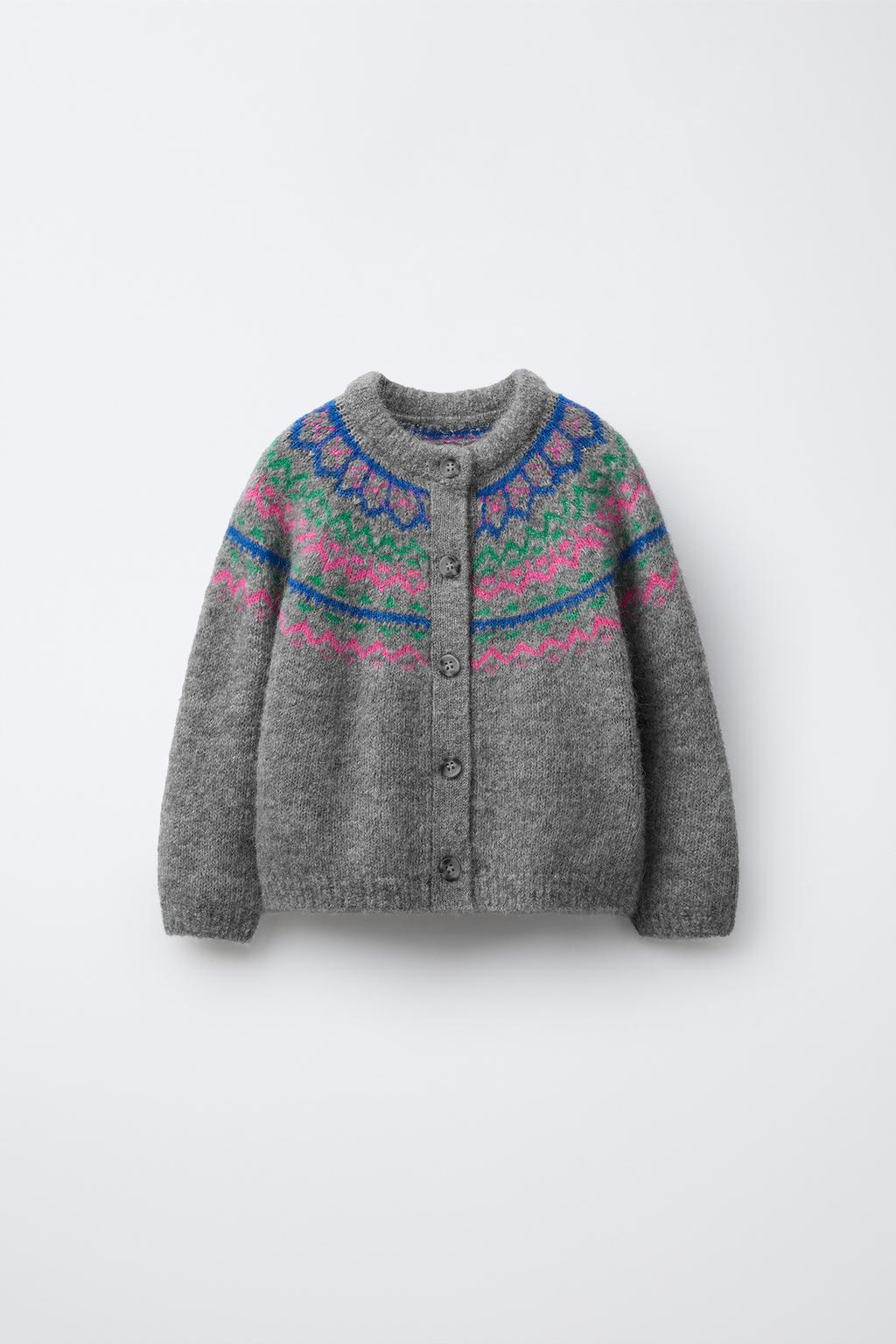 ЖАККАРДОВЫЙ КАРДИГАН ИЗ ШЕРСТИ И АЛЬПАКИ