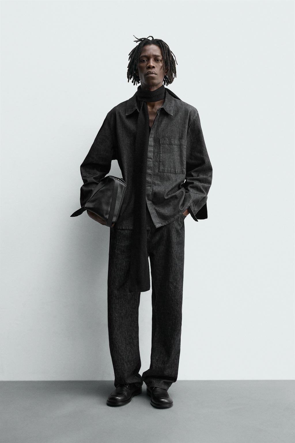 ДЖИНСОВАЯ РУБАШКА С ЭФФЕКТОМ ПОТЕРТОСТИ