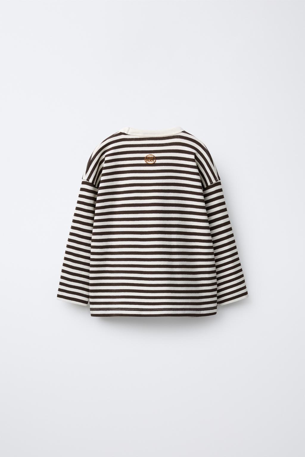 ЛОНГСЛИВ В ПОЛОСКУ С ВЫШИВКОЙ