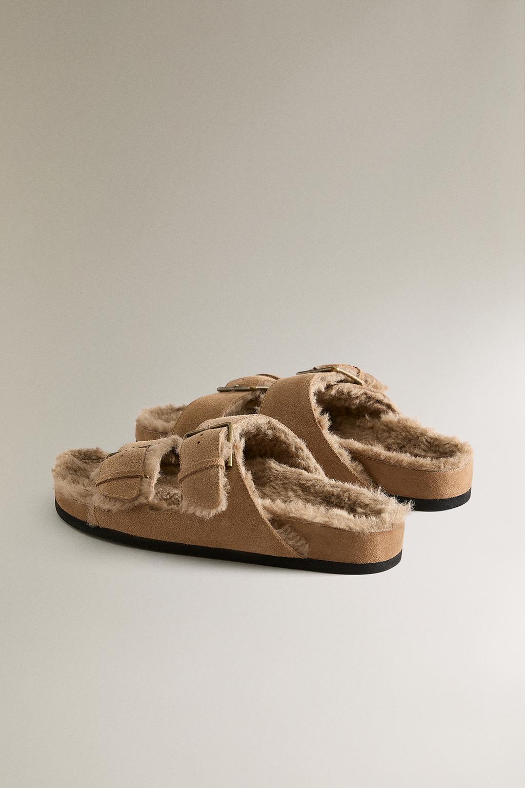 Сандалии из натуральной разделанной кожи с двойной пряжкой