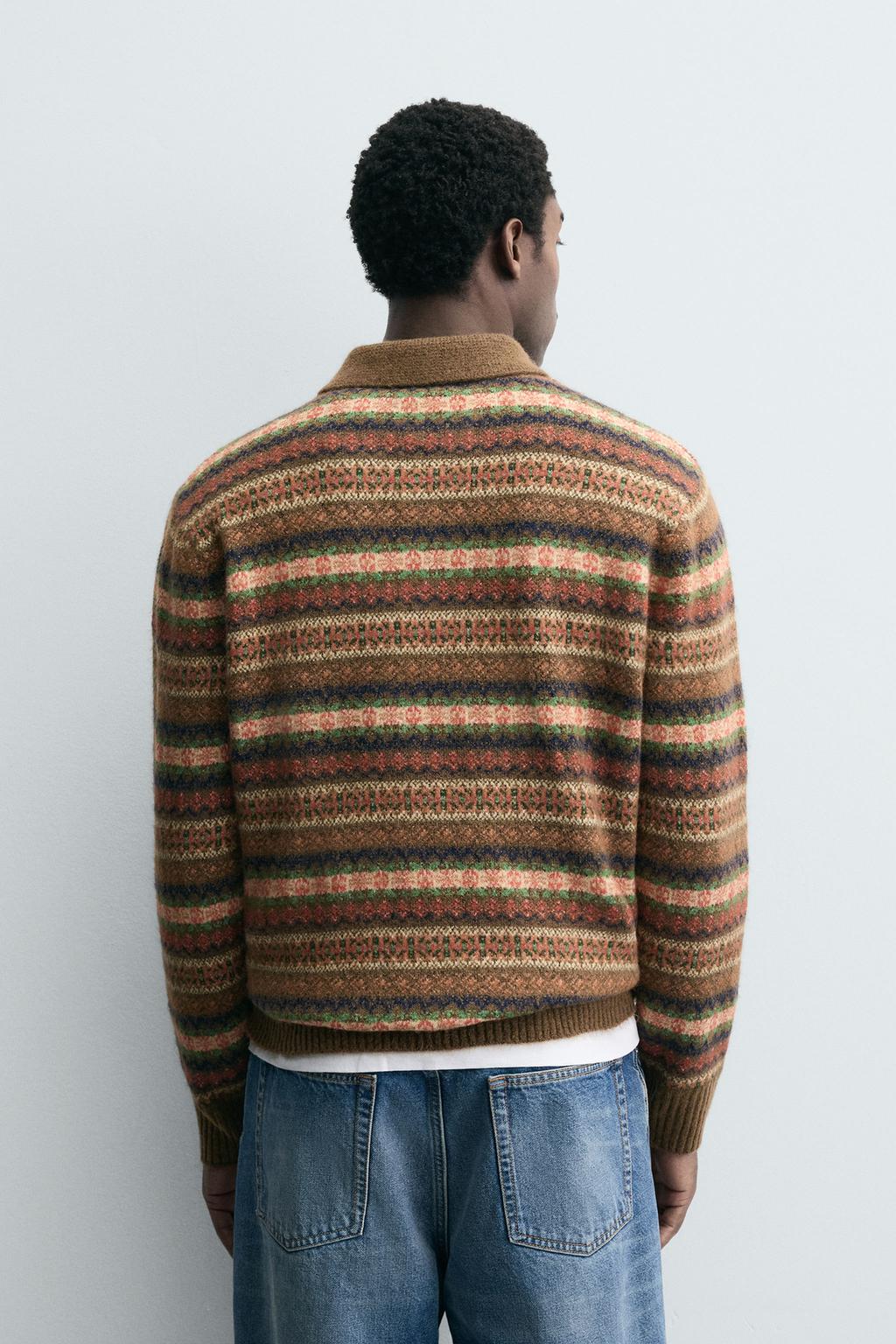 ТРИКОТАЖНОЕ ПОЛО ЖАККАРДОВОЕ ГЕОМЕТРИЧЕСКОЕ