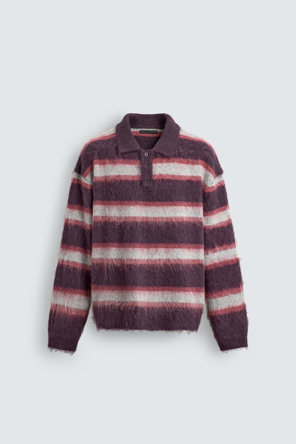 ТРИКОТАЖНОЕ ПОЛО В ПОЛОСКУ С НАЧЕСОМ