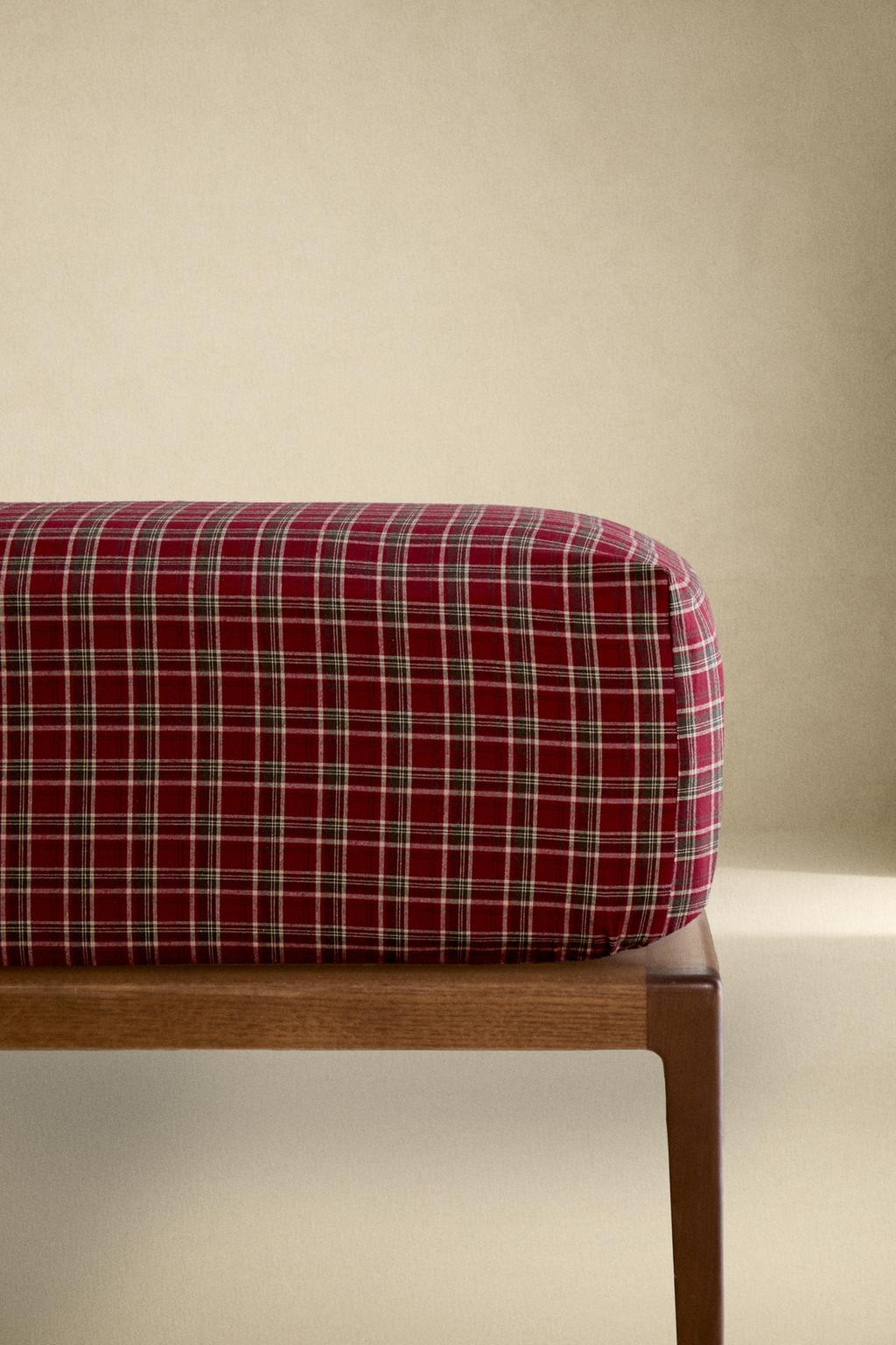 Красное рождественское клетчатое фланелевое наглазное полотенце