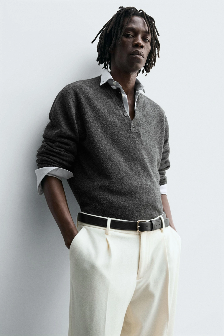 Поло из вязаного полотна с пуговицами