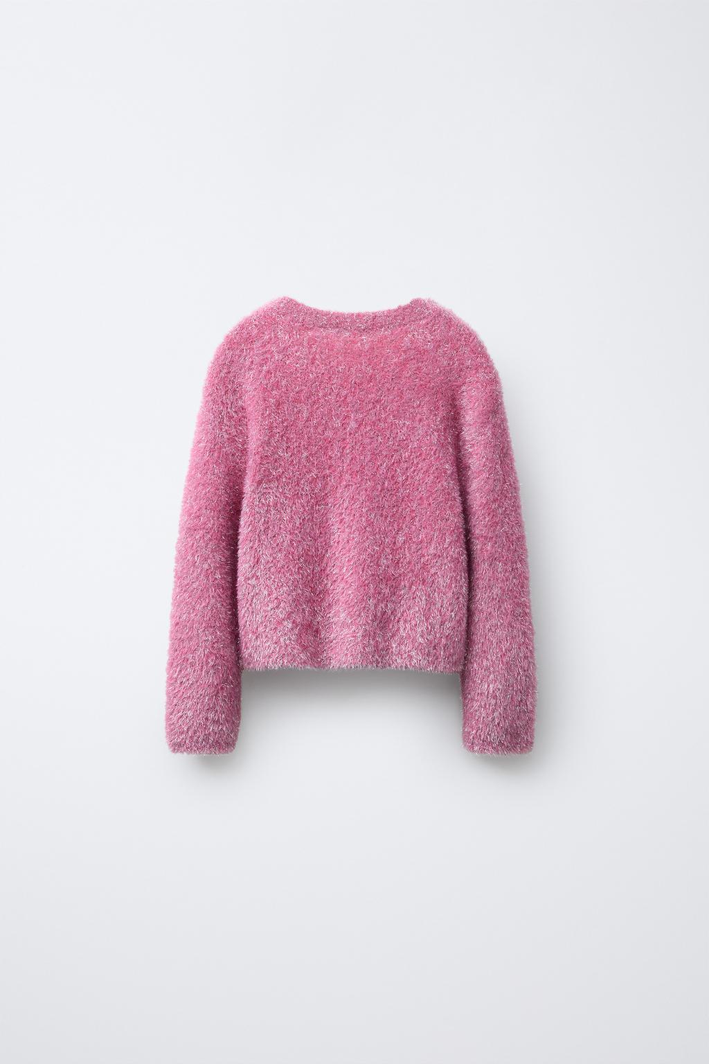 СВИТЕР ИЗ ВОРСИСТОГО ТРИКОТАЖА С БЛЕСТКАМИ