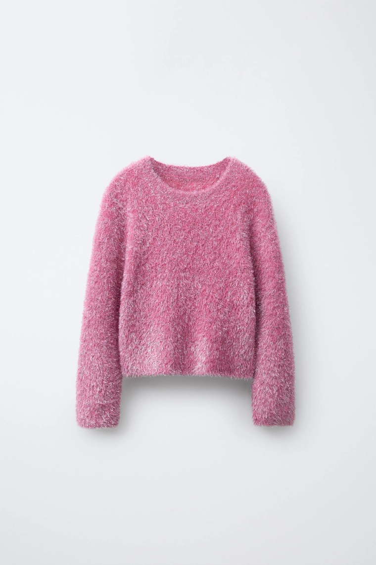 Сияющий вязаный свитер из искусственного меха