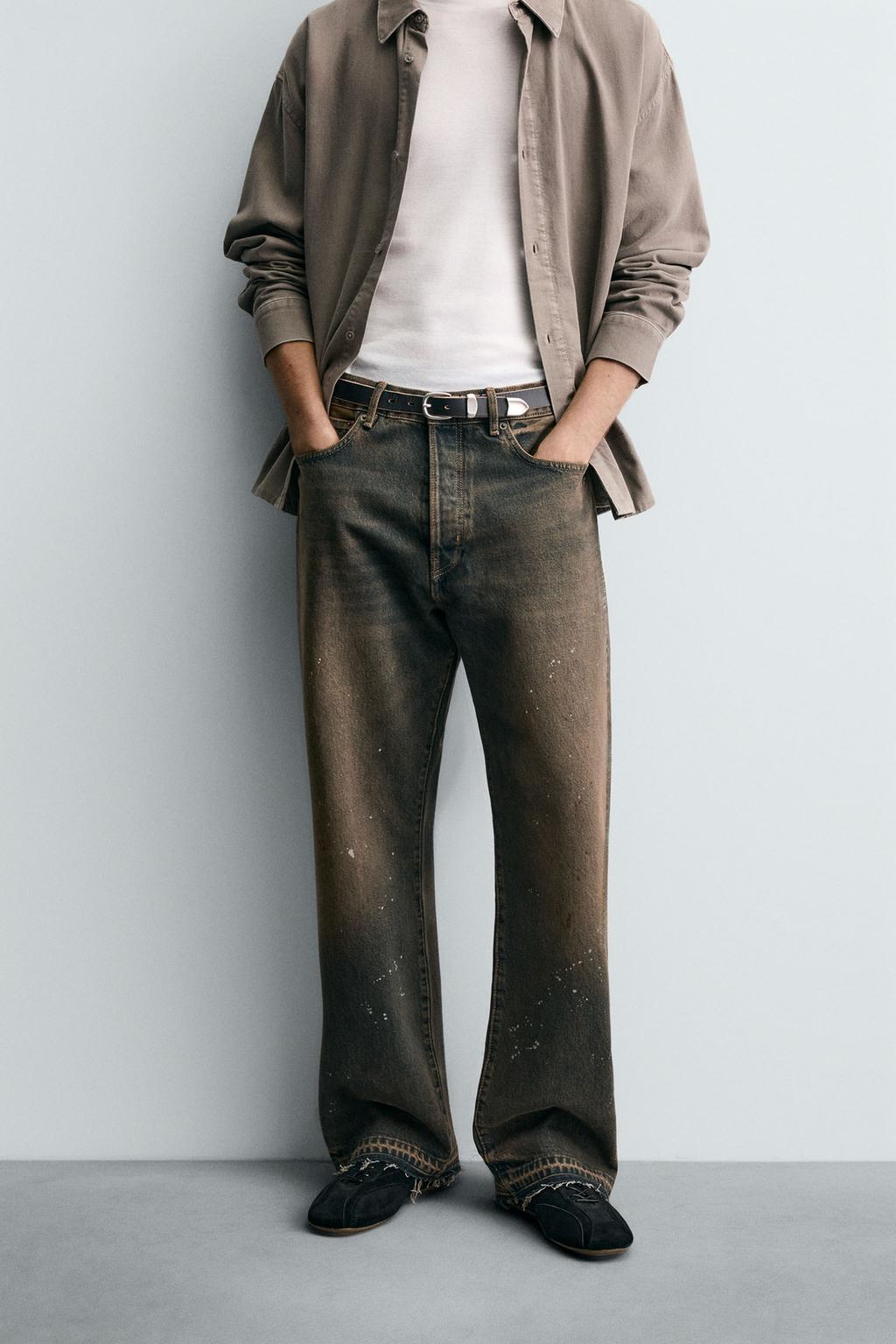 ДЖИНСЫ СВОБОДНОГО КРОЯ С БРЫЗГАМИ