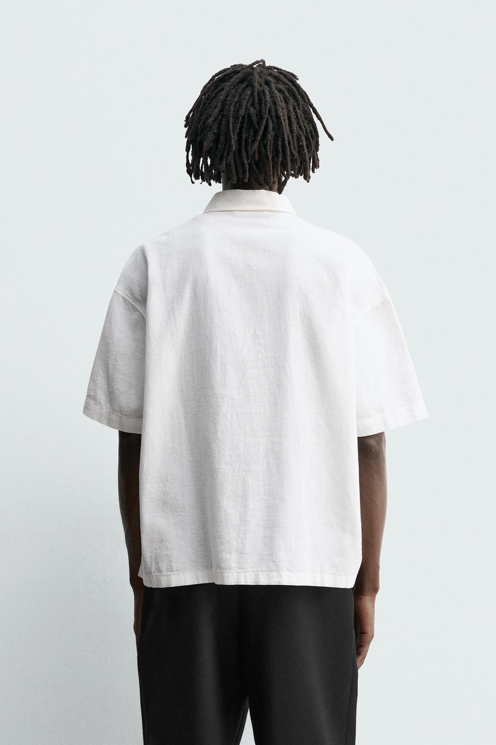 Рубашка с вышивкой из хлопка и льна