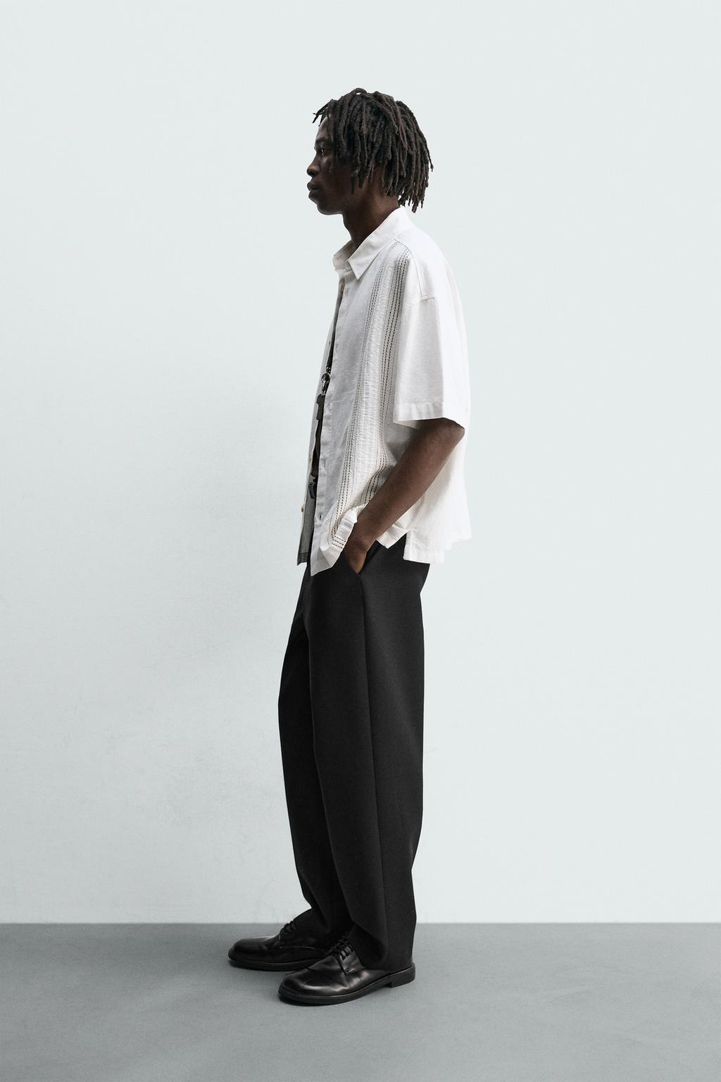 Рубашка с вышивкой из хлопка и льна