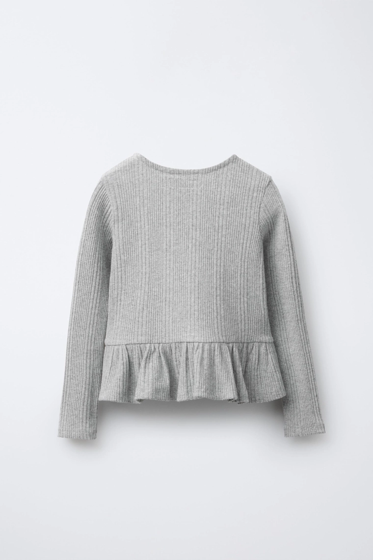 Футболка из мягкого ребристого материала с бантами